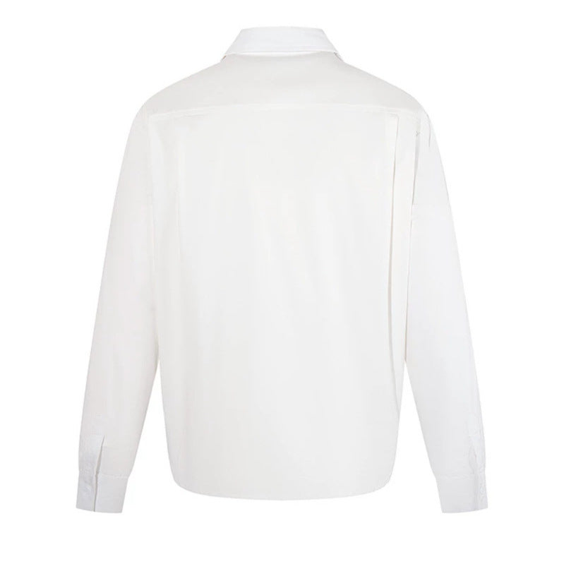 Damen Elegante Bluse mit verdeckter V-Schlitzfront, Hemdkragen und elastischem Saum Nord Taschen
