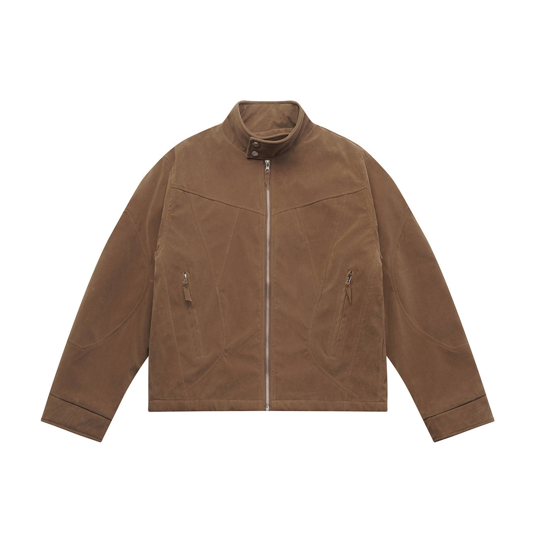 Herren Kurzblouson aus Velours‑Suede mit hohem Kragen und ergonomischer Nahtführung Nord Taschen