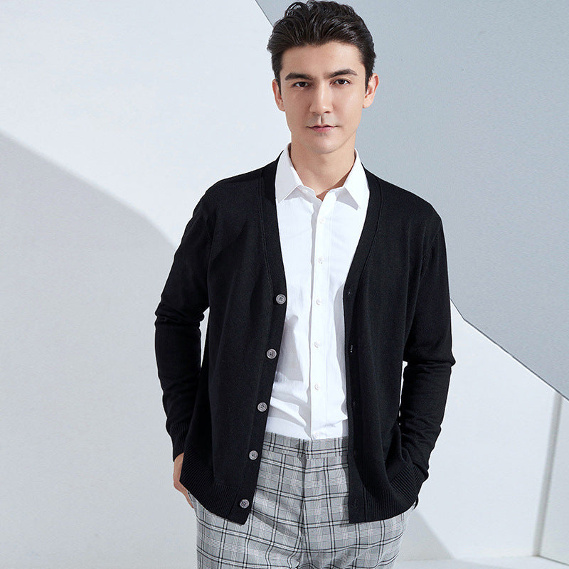 Herren Leichter Feinstrick-Cardigan mit V‑Ausschnitt und Business‑Silhouette Nord Taschen