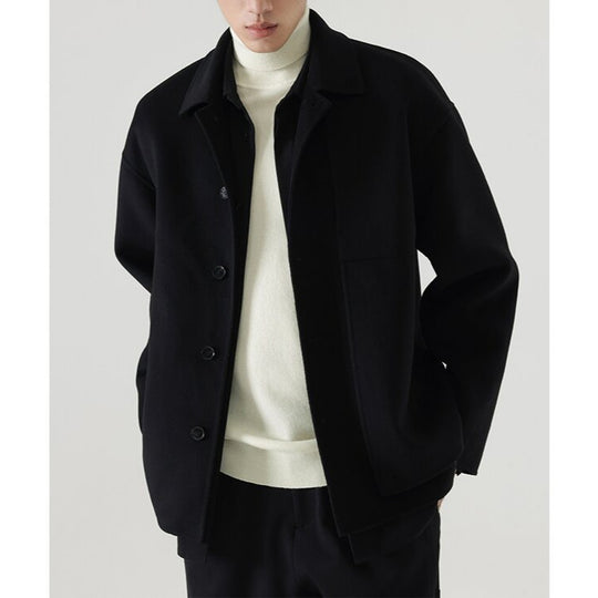 Herren Boxy Wollmix-Hemdjacke mit durchgehender Knopfleiste und überschnittener Schulter Nord Taschen