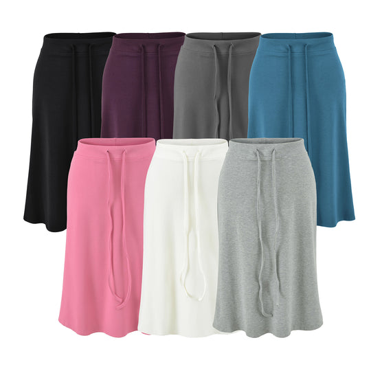 Damen Jersey-Midirock mit hohem Bund, Tunnelzug und A-Linien-Schnitt Nord Taschen