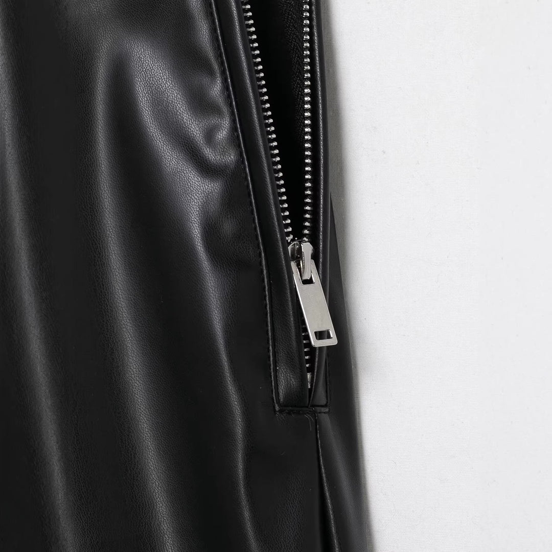 Damen hochgeschnittene ausgestellte Kunstlederhose mit Schnürungsdetail in der Taille Nord Taschen
