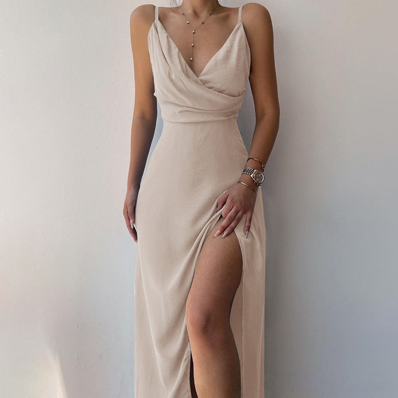 Damen Maxikleid mit Wickeloberteil und seitlichem Schlitz