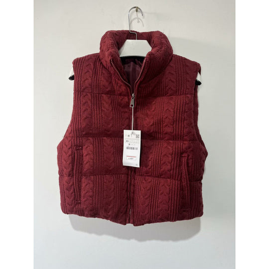 Damen Gepolsterte Strickweste mit Zopfstrickstruktur und Stehkragen Nord Taschen