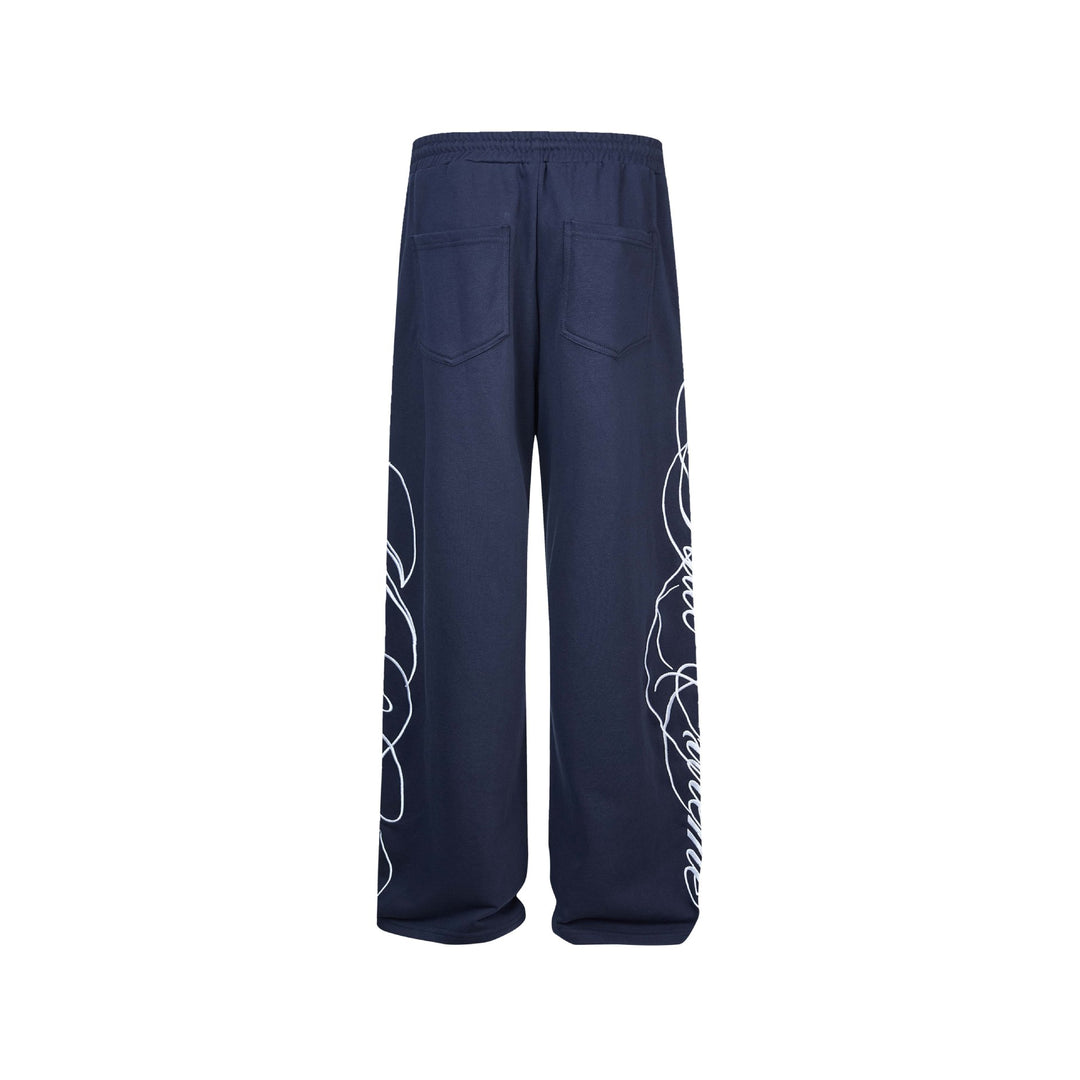 Damen Weiche Loungehose mit weitem Bein, elastischem Bund und Statementdruck Nord Taschen