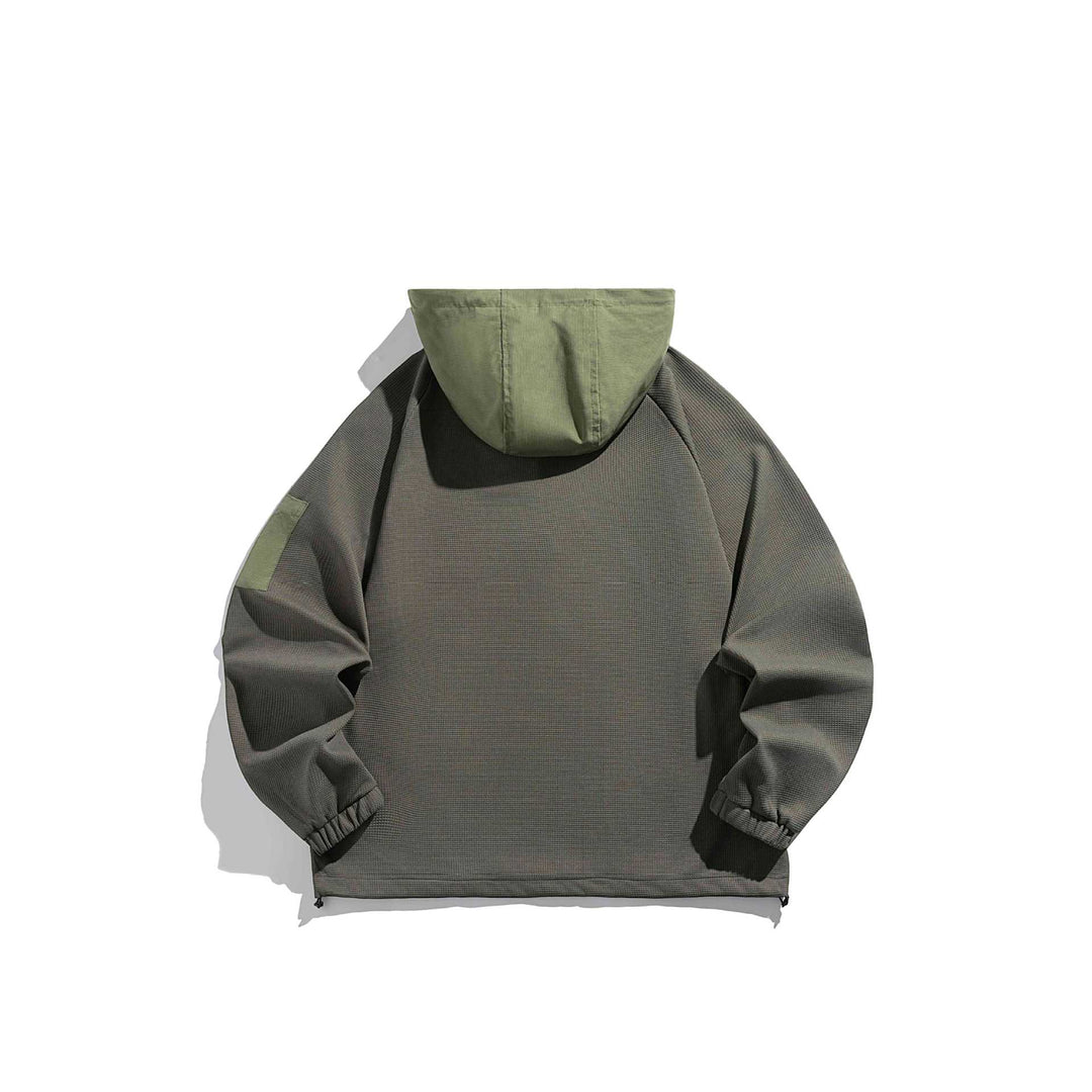 Unisex Oversize Kapuzen-Anorak-Pullover mit halber Druckknopfleiste, Utility-Ärmeltasche und Thermostruktur Nord Taschen
