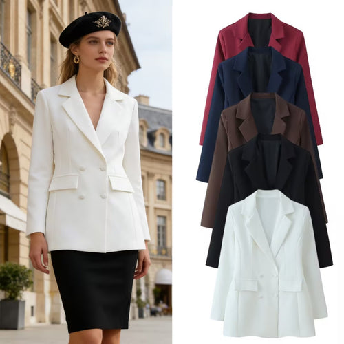 Damen taillierter Doppelreiher-Blazer mit Pattentaschen und Wiener Nähten Nord Taschen