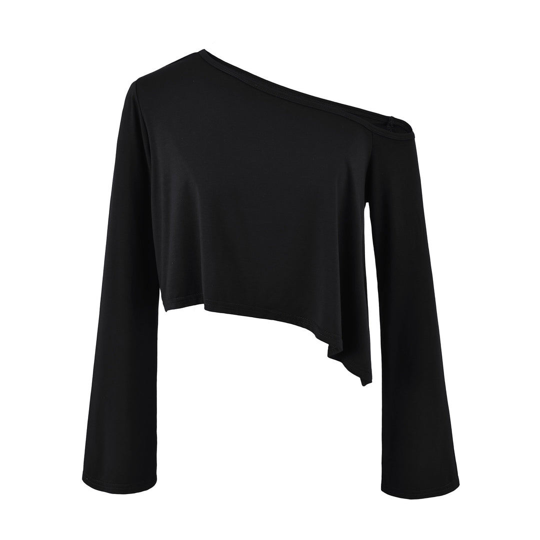 Damen Einschulter-Kurztop mit asymmetrischem Saum und Trompetenärmeln Nord Taschen
