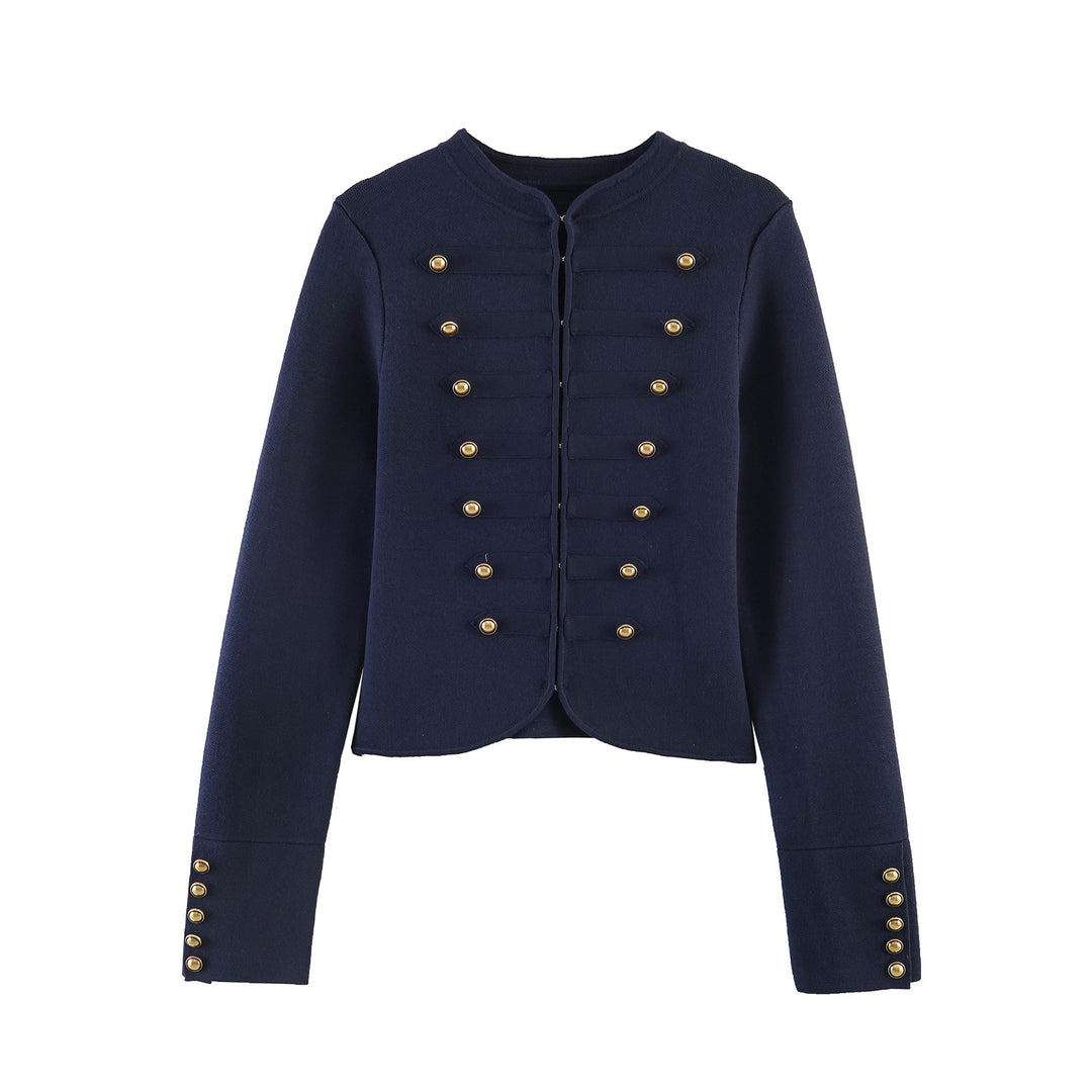 Damen Militärisch inspirierte Kurzjacke mit goldener Zierknopfleiste Nord Taschen
