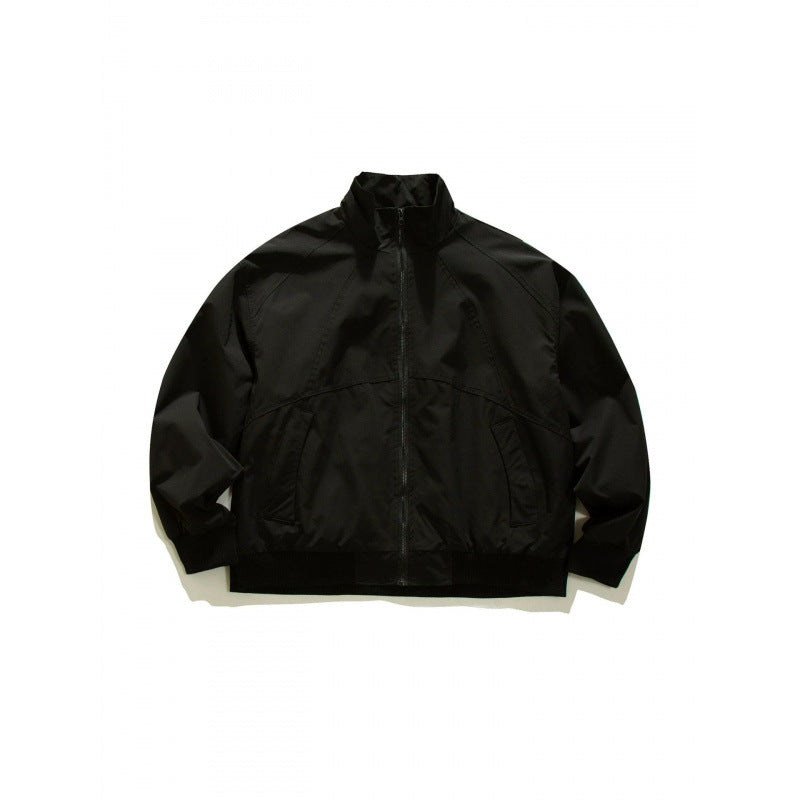 Herren Leichte Boxy-Trainingsjacke mit Stehkragen, Raglanärmeln und geripptem Saum Nord Taschen