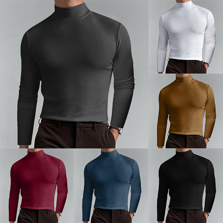 Herren Elegantes Langarm-T-Shirt mit hohem Kragen