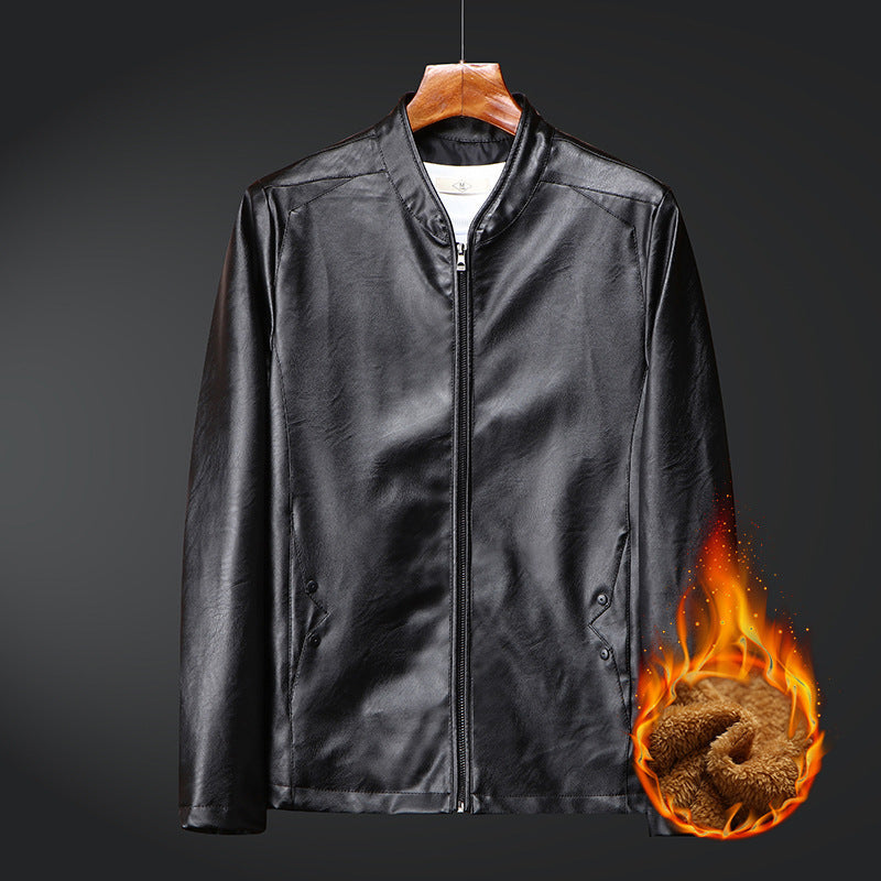 Herren Slim-Fit Kunstleder-Bomber mit wärmendem Teddyfutter und verdecktem Reißverschluss Nord Taschen