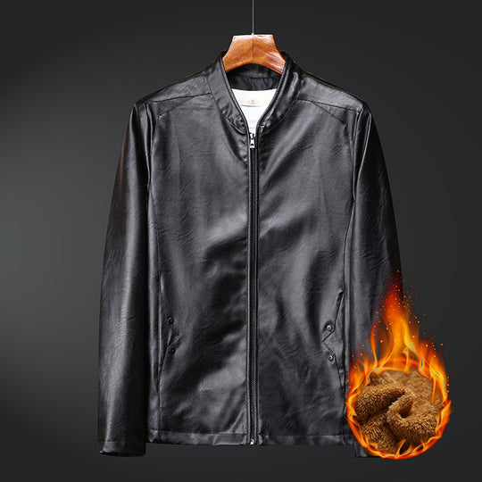 Herren Slim-Fit Kunstleder-Bomber mit wärmendem Teddyfutter und verdecktem Reißverschluss Nord Taschen