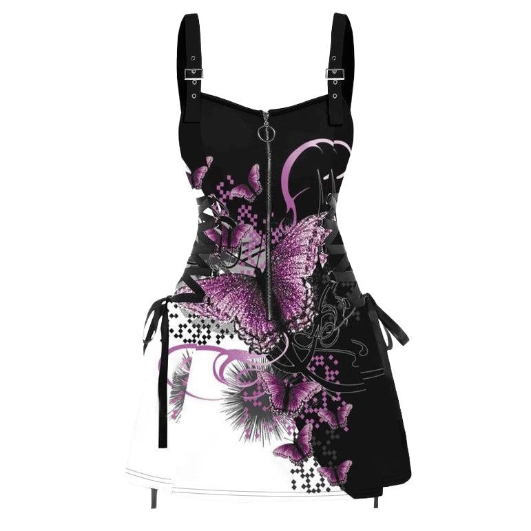 Damen Designer Kleid mit einzigartigem grafischen Muster und verstellbaren Trägern Nord Taschen