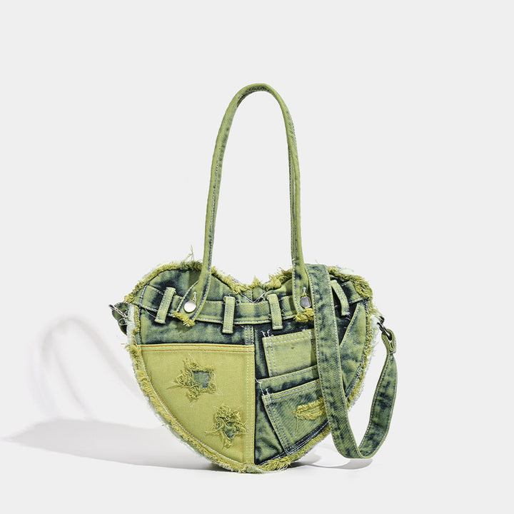 Damen Herzförmige Denim-Handtasche mit verspieltem Design Nord Taschen