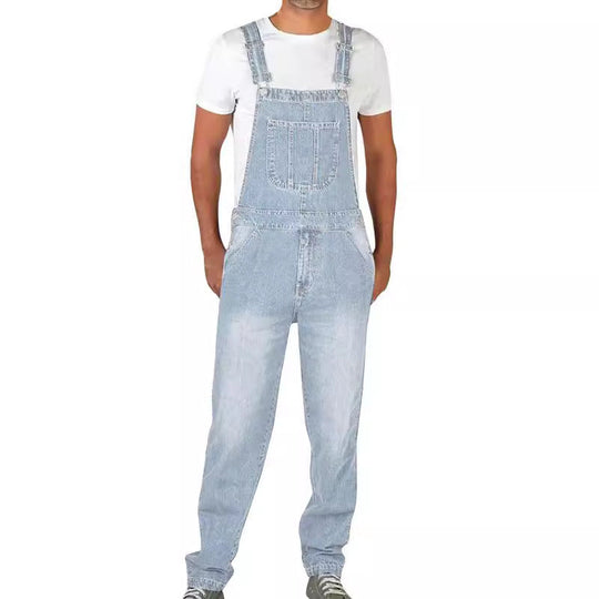 Herren Jeanslatzhose im urbanen Vintage-Stil mit praktischen Taschen
