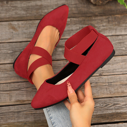 Damen elegante Ballerinas mit verstellbarem Riemchendesign