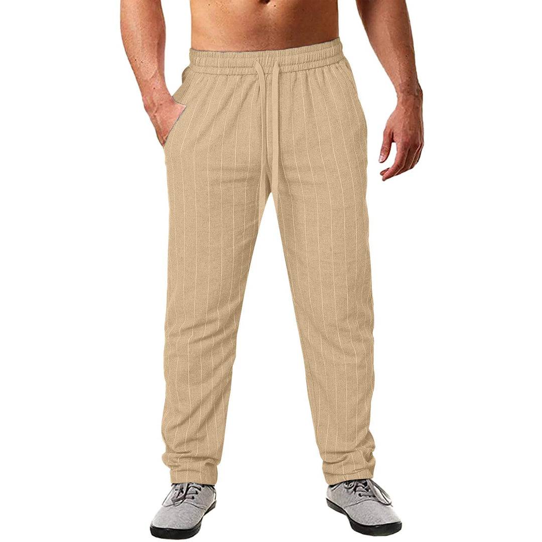Herren lässige Streifen-Hosen aus Baumwollmix mit elastischem Bund und praktischen Eingrifftaschen