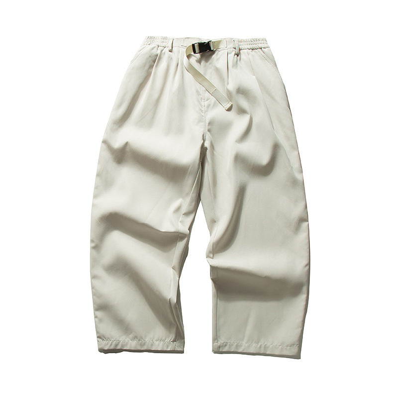Herren Weitgeschnittene Relaxed-Hose mit elastischem Bund, Bundfalten und integriertem Webgürtel Nord Taschen