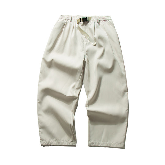 Herren Weitgeschnittene Relaxed-Hose mit elastischem Bund, Bundfalten und integriertem Webgürtel Nord Taschen