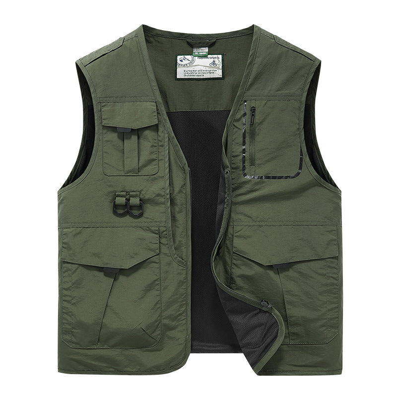 Herren Multifunktionale Outdoor-Utility-Weste mit Multitaschen, Mesh‑Futter und D‑Ringen Nord Taschen