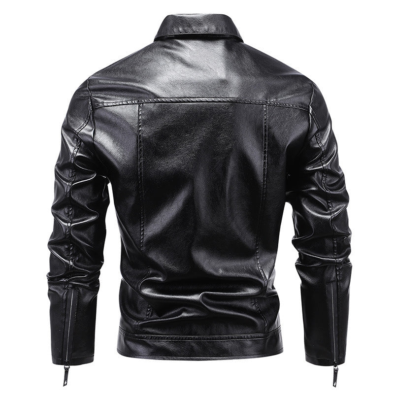 Herren Slim‑Fit Kunstleder‑Blouson im Retro‑Aviator‑Look mit Hemdkragen Nord Taschen