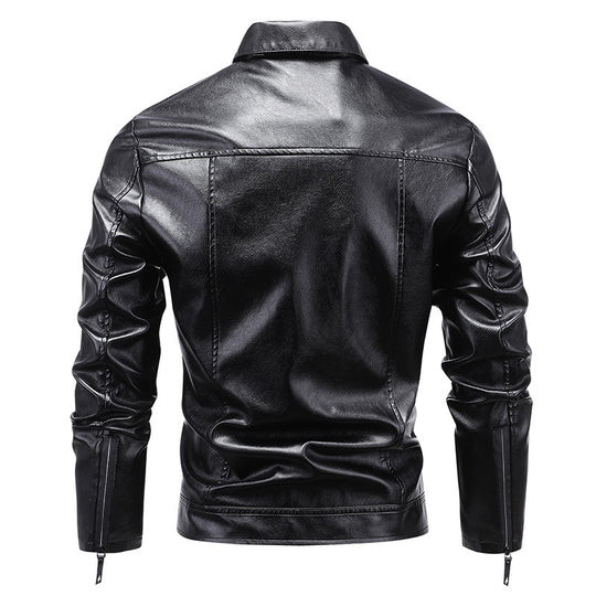 Herren Slim‑Fit Kunstleder‑Blouson im Retro‑Aviator‑Look mit Hemdkragen Nord Taschen