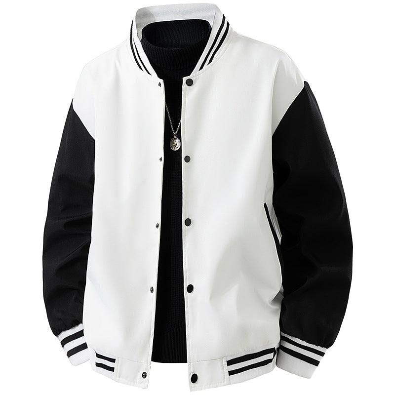 Herren College-Bomberjacke im Retro-Varsity-Design mit Druckknopffront, kontrastärmeln und gerippten Streifenbündchen Nord Taschen