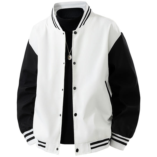 Herren College-Bomberjacke im Retro-Varsity-Design mit Druckknopffront, kontrastärmeln und gerippten Streifenbündchen Nord Taschen