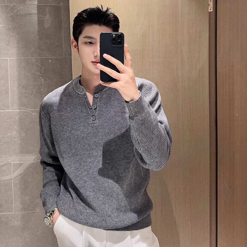 Herren Grobstrickpullover mit hohem Kragen und Reißverschluss Nord Taschen