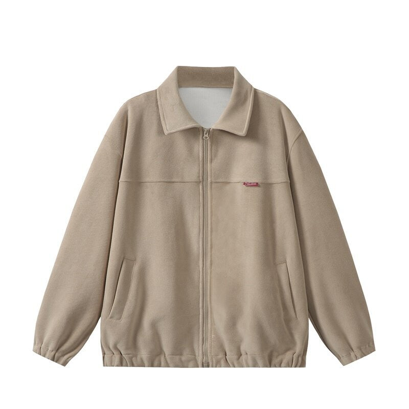 Unisex Fleece‑Blousonjacke im Boxy‑Cut mit Hemdkragen, durchgehendem Reißverschluss und elastischem Saum Nord Taschen