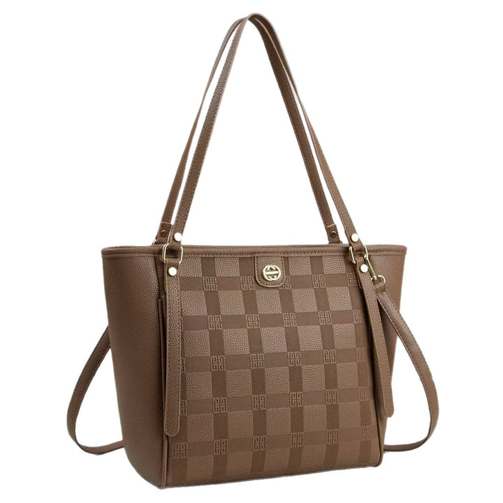 Damen elegante Shopper-Tasche mit modischem Karo-Muster und abnehmbarem Schulterriemen Nord Taschen