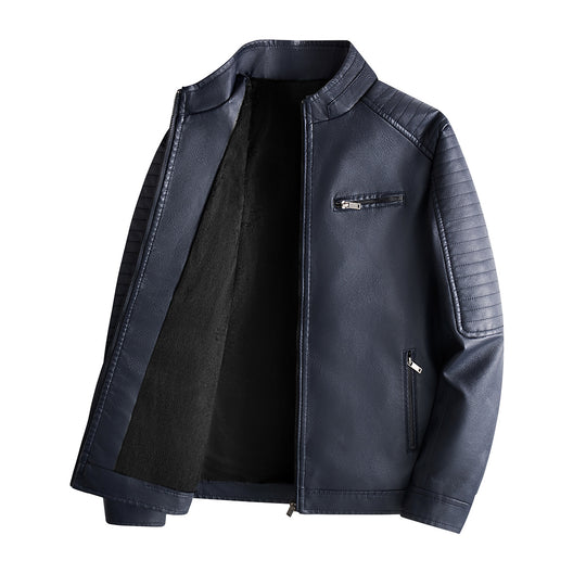 Herren Modische Lederjacke mit Steppnähten Nord Taschen