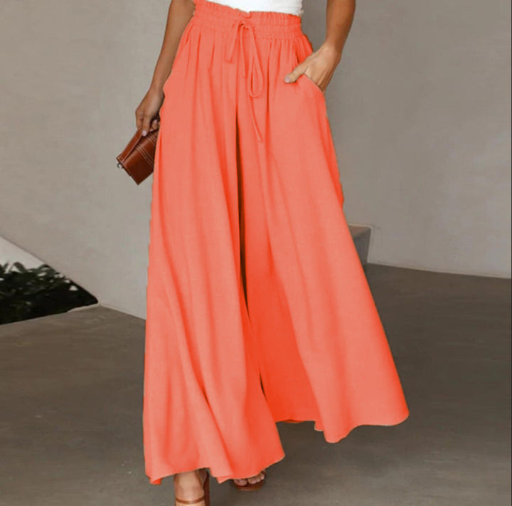 Damen Elegante und luftige weite Hose mit Gummizug und Taschen