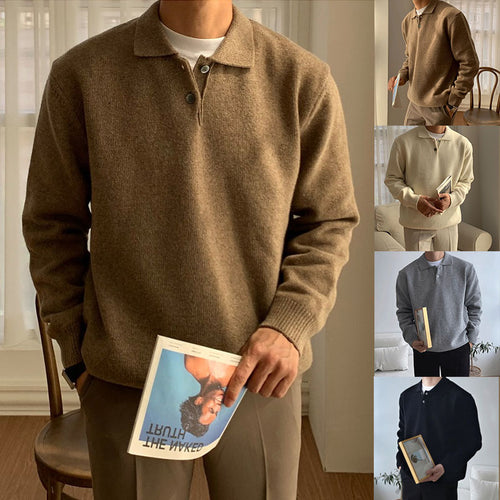 Herren Modischer Grobstrickpullover mit Polokragen Nord Taschen