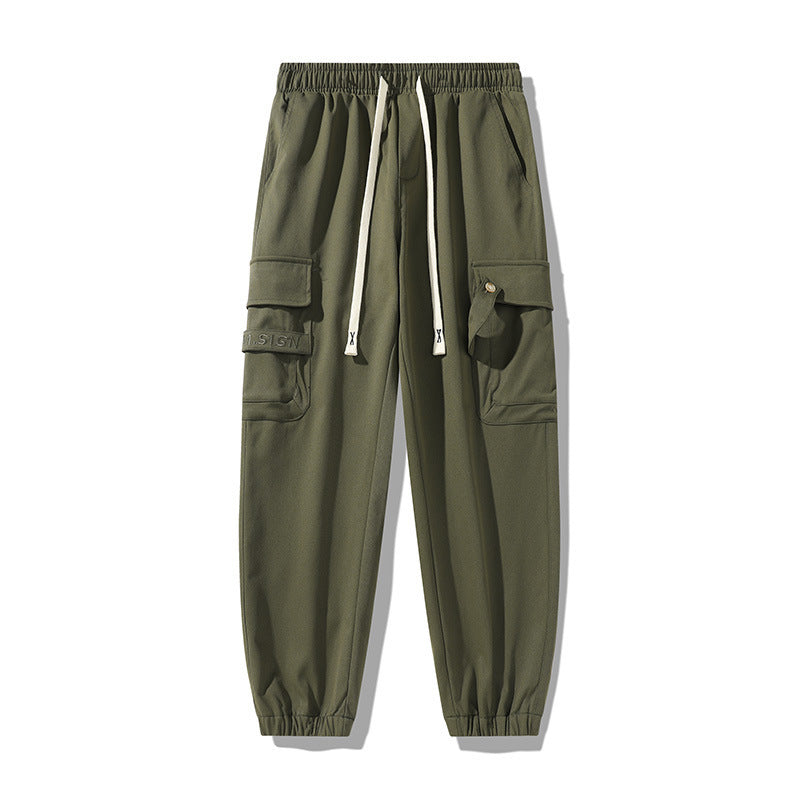 Herren Lockere Utility-Cargohose mit Kordelzug, Elastikbündchen und Multifunktionstaschen Nord Taschen