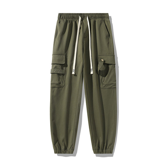 Herren Lockere Utility-Cargohose mit Kordelzug, Elastikbündchen und Multifunktionstaschen Nord Taschen