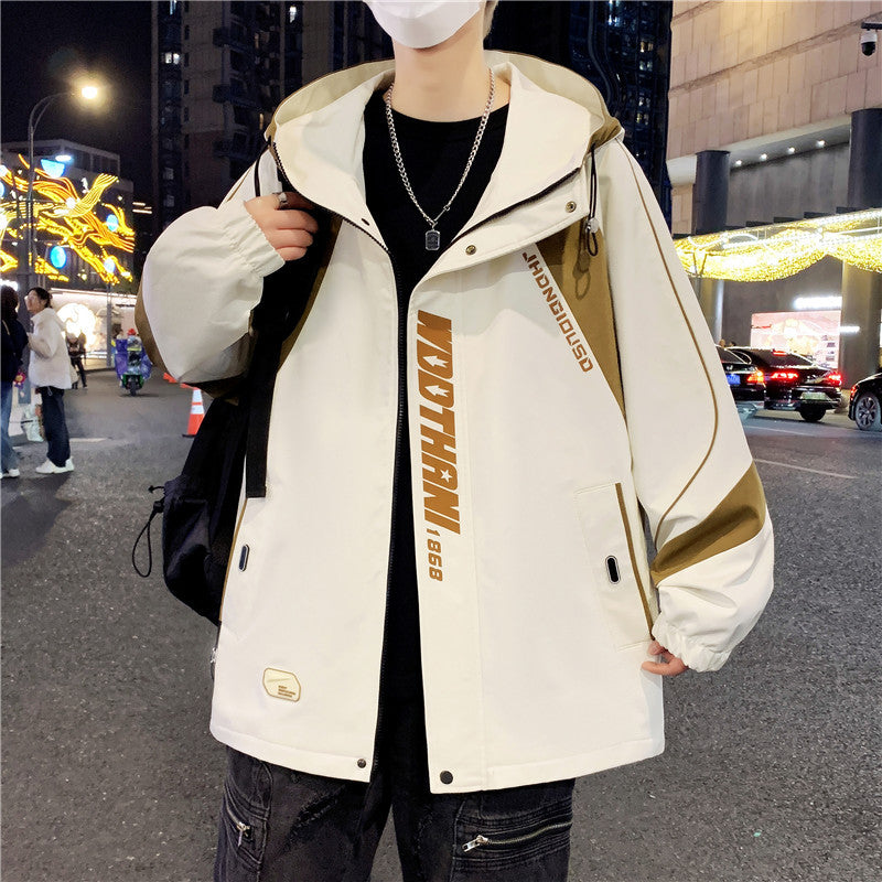 Herren Oversize-Windbreaker mit Kapuze, sportlichem Frontprint und Kontrastpanelen Nord Taschen