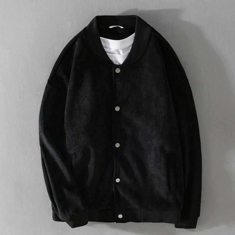 Herren Cord-Collegejacke mit Druckknopfleiste und Rippbündchen Nord Taschen
