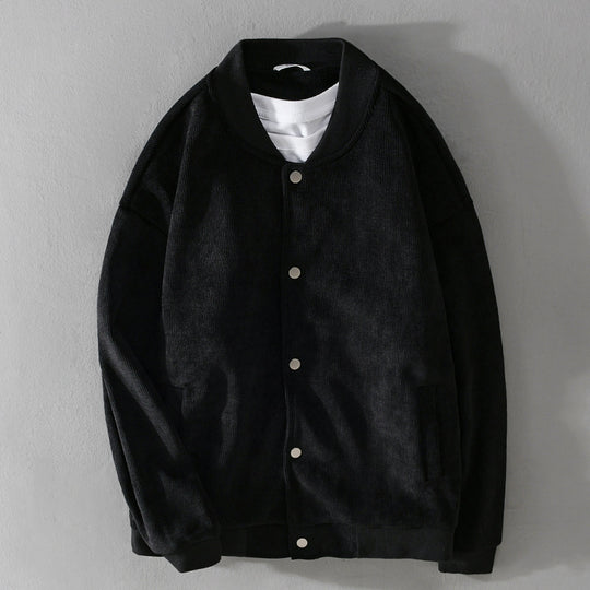 Herren Cord-Collegejacke mit Druckknopfleiste und Rippbündchen Nord Taschen