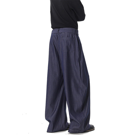 Damen Weite Paperbag-Hose mit hohem Bund, Falten und Taillengürtel Nord Taschen
