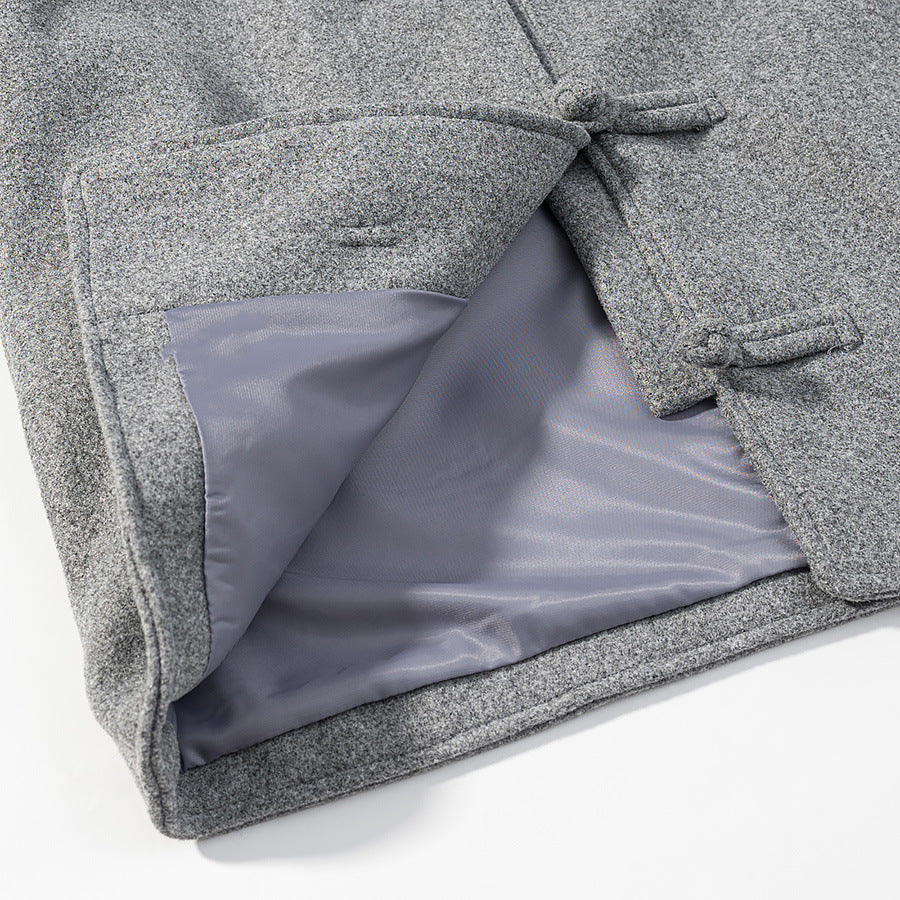 Damen Wolloptik-Kurzjacke mit Stehkragen und Knotenverschlüssen Nord Taschen