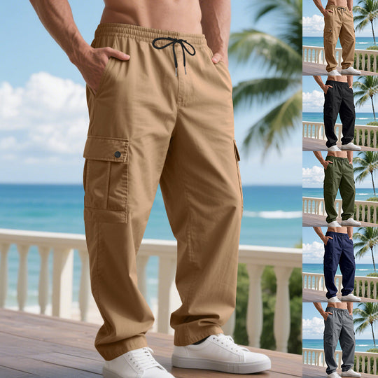 Herren Cargo-Freizeithose mit weitem Bein, elastischem Bund und Mehrfach-Pattentaschen Nord Taschen