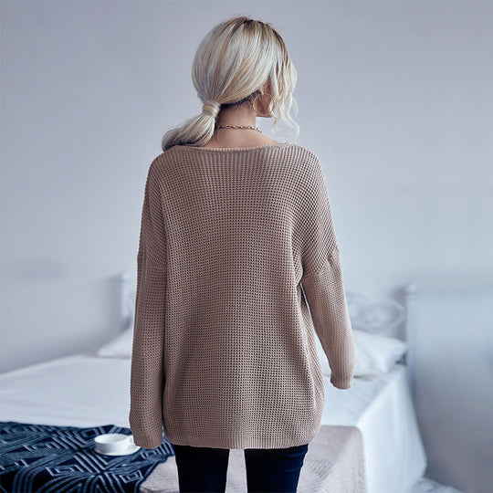 Damen Lässiger Strukturierter Pullover Nord Taschen