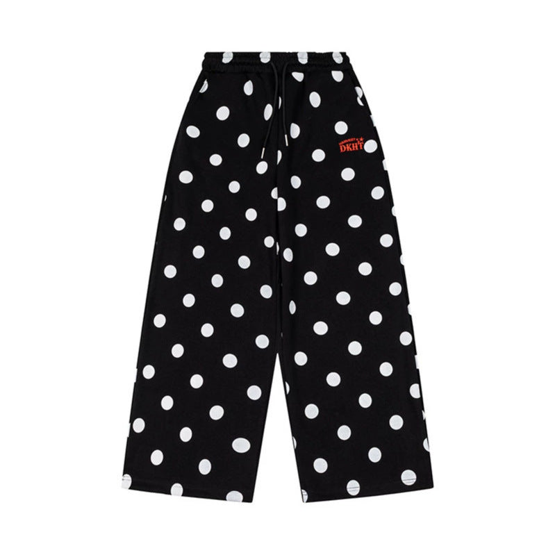 Damen Weite Culotte-Sweathose mit elastischem Komfortbund und Polka-Dot-Print Nord Taschen