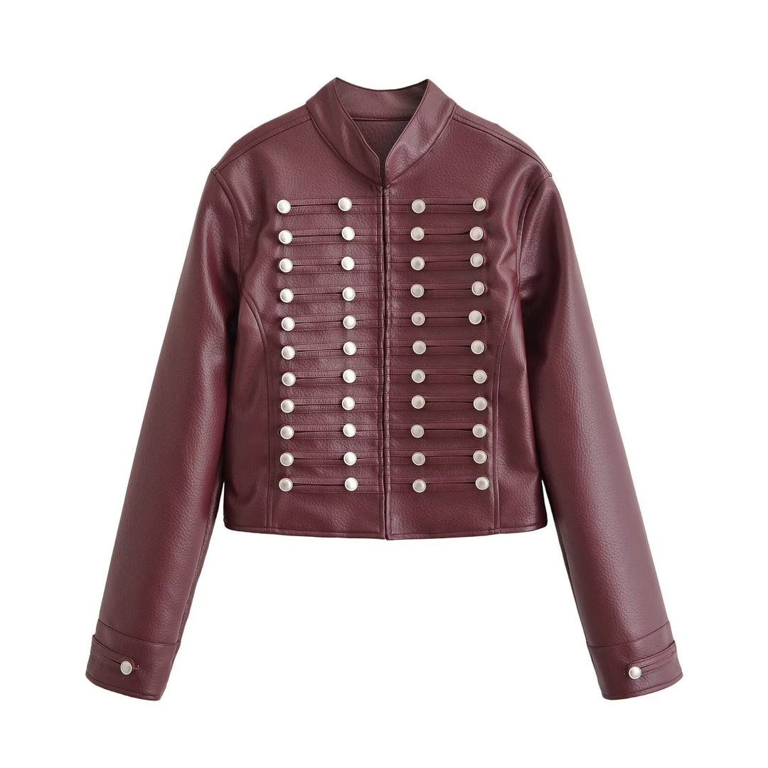 Damen Kurzjacke im Matrosen-Militärmix mit dekorativen Reihen und Stehkragen Nord Taschen