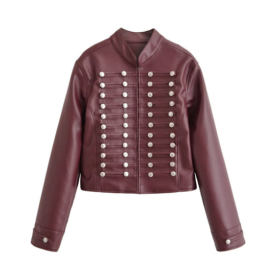 Damen Kurzjacke im Matrosen-Militärmix mit dekorativen Reihen und Stehkragen Nord Taschen