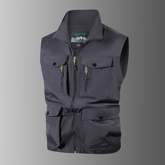 Herren Multifunktions-Outdoorweste mit Mehrfachtaschen und Stehkragen Nord Taschen