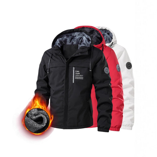 Herren Wind- und Wasserabweisende Kapuzenjacke mit Teddyfleece-Innenfutter und Reißverschlusstaschen Nord Taschen