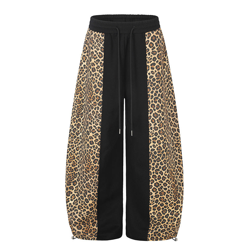 Damen Extraweite Palazzo-Joggpants mit Leo-Panelen, Tunnelzugbund und verstellbarem Saum Nord Taschen